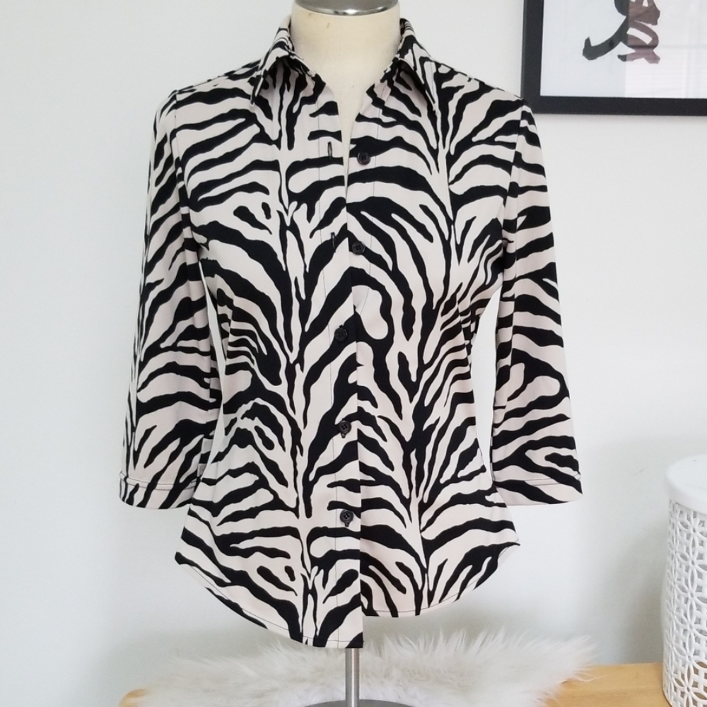 Lord & Taylor Zebra Striped Blouse